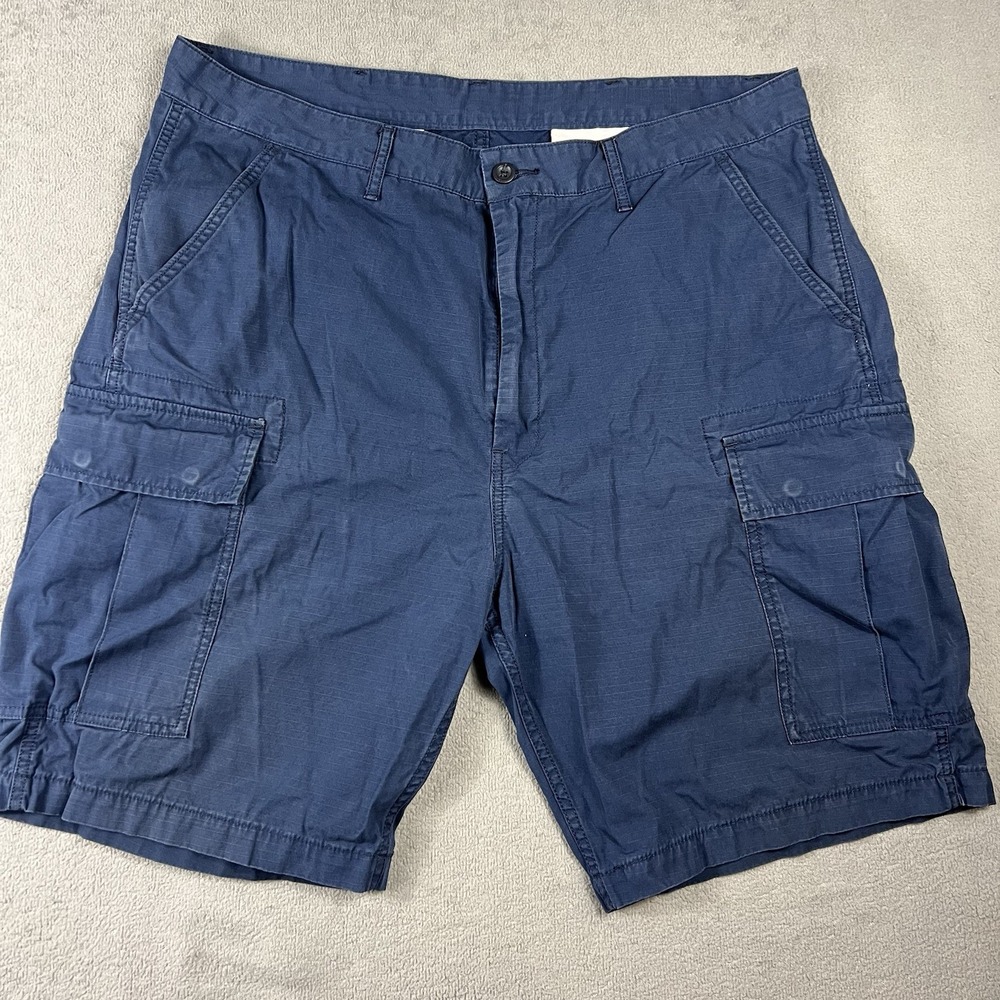 Levis Cargo Shorts Mens 38 Blue Ripstop Utility 10" Inseam Carrier Flap Pockets